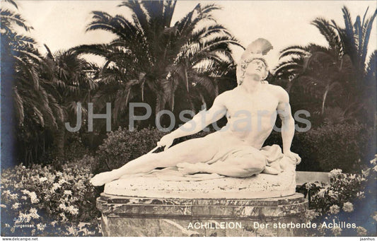 Achilleion - Der sterbende Achilles - The Dying Achilles - sculpture - villa - old postcard - Greece - unused - JH Postcards