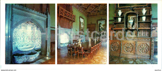 Alupka Palace Museum - fountain - dining room - sideboard - 1981 - Ukraine USSR - unused - JH Postcards