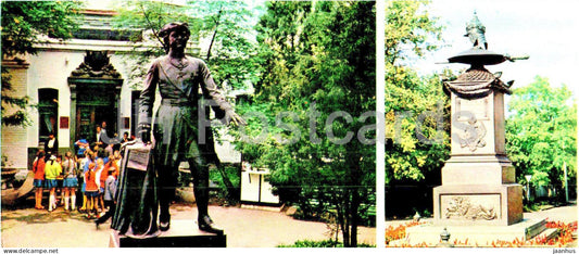 Poltava - monument to Peter the Great near museum - monument to Poltava Battle - 1981 - Ukraine USSR - unused - JH Postcards