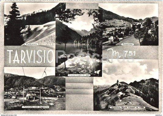 Tarvisio m. 751 - Fusine Laghi - Santuario Monte Lussari - Panorama - Alps - mountains - multiview - 1961 - Italy - used - JH Postcards