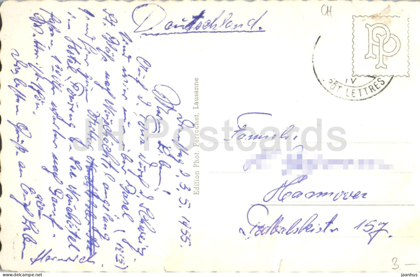 Neuchatel et les Alpes - Alps - mountains - 3414 - old postcard - 1955 - Switzerland - used