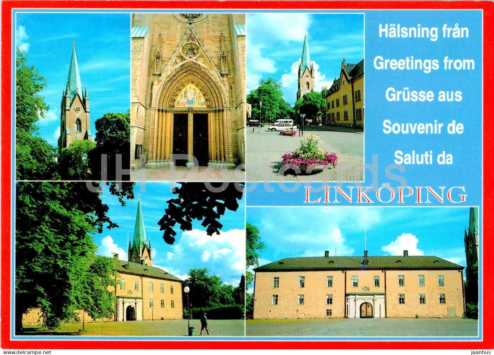 Halsning fran Linkoping - Domkyrkan och Residenset - church - multiview - 05-1445 - Sweden - unused - JH Postcards
