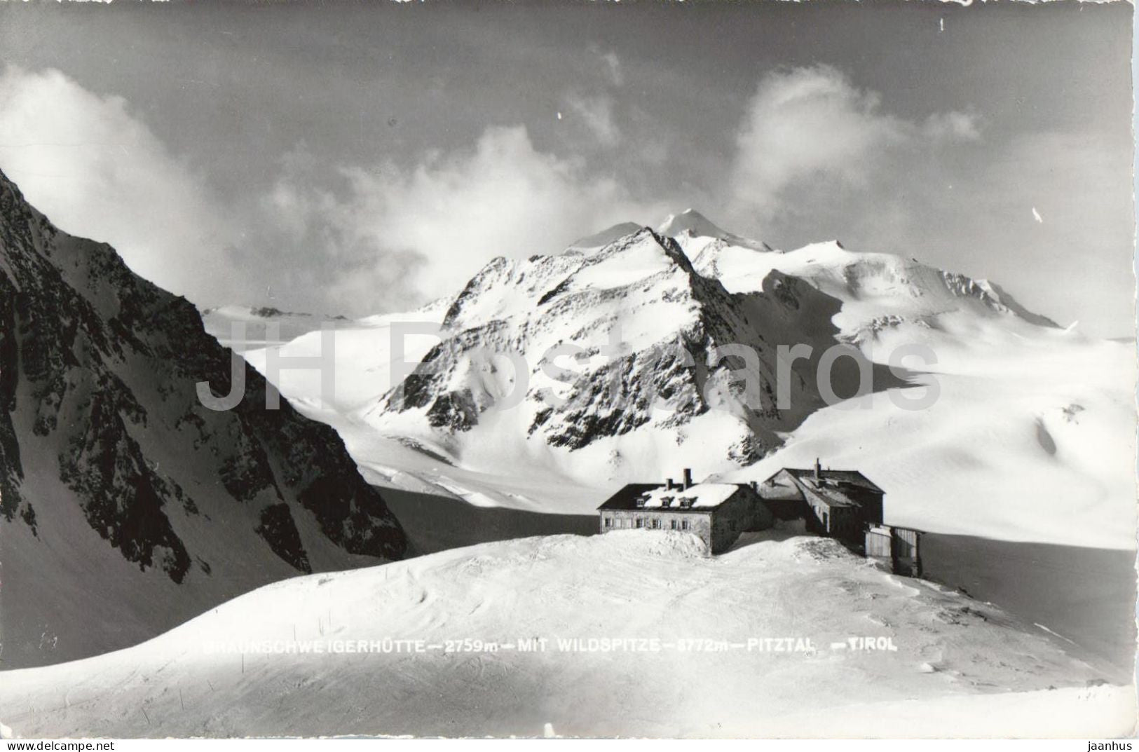 Braunschweigerhutte - 2759 m - mit Wildspitze 3772 m - Pitztal - Tirol - 1 - old postcard - Austria - unused - JH Postcards