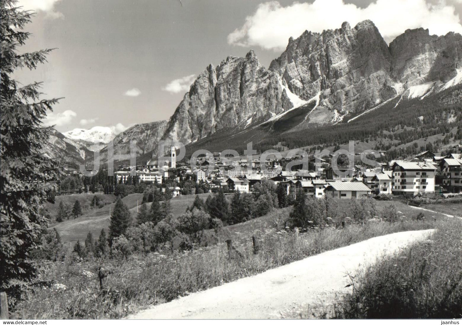 Cortina m. 1224 - Pomagagnon 2456 - alpine town - mountains - Alps - Dolomites - 3831 - old postcard - Italy - used - JH Postcards