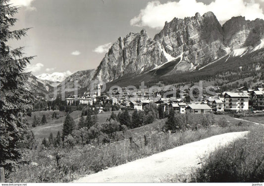 Cortina m. 1224 - Pomagagnon 2456 - alpine town - mountains - Alps - Dolomites - 3831 - old postcard - Italy - used - JH Postcards