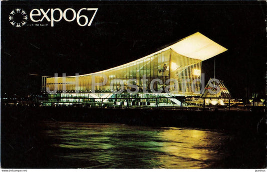 Montreal - The Pavilion of the Soviet Union Expo 67 - night view - pavilion architecture - 1967 - Canada - used - JH Postcards