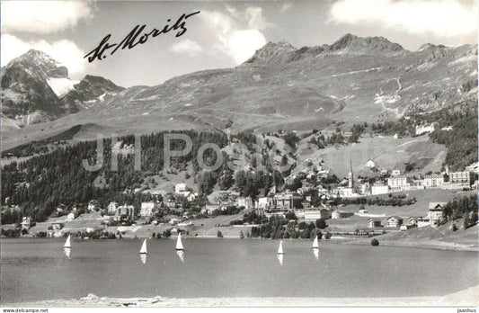 St. Moritz - lake Engadin - Alps - mountains - 6177 - old postcard - 1960 - Switzerland - used - JH Postcards