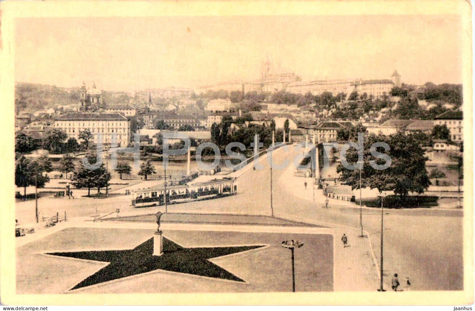 Praha - Prague - Smetanovo namesti - Smetana Square - tram - 1952 - Czech Republic - Czechoslovakia - used - JH Postcards