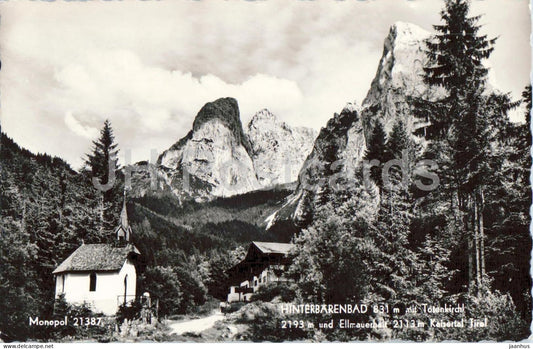 Hinterbarenbad 831 m mit Totenkirchl 2193 m und Ellmauer Halt - Kaisertal - 21387 - old postcard - 1959 - Austria - used - JH Postcards