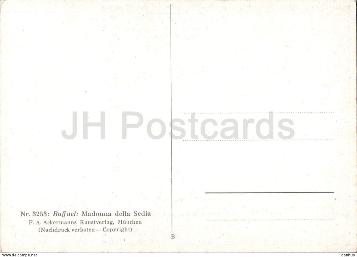 painting by Raphael - Madonna della Sedia - Italian art - old postcard - Italian art - 1930s - Germany - unused