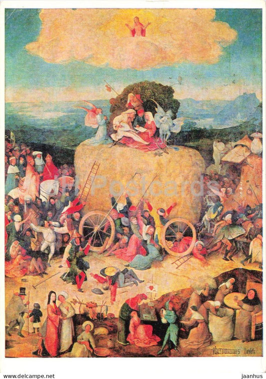 painting by Hieronymus Bosch - Der Heuwagen - The Haywain - horse - Dutch art - 1980 - Germany DDR - used - JH Postcards