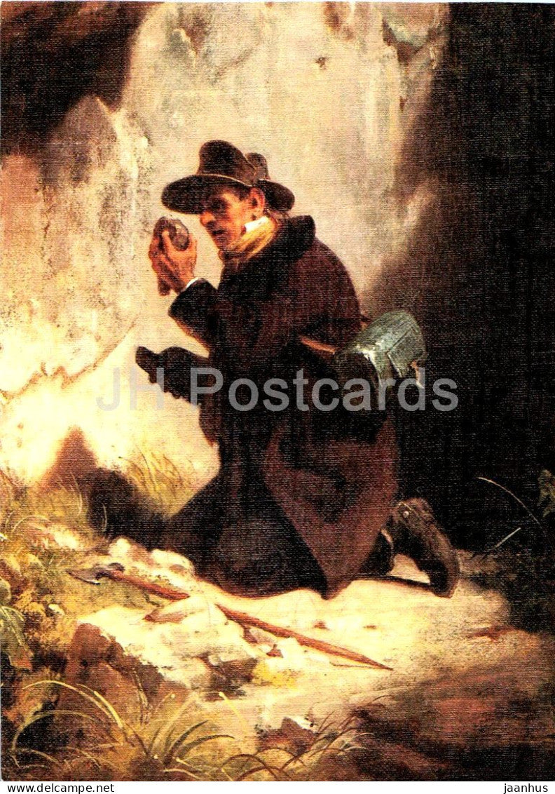 painting by Carl Spitzweg - The Mineralogist - Der Mineraloge - German art - Germany - unused - JH Postcards