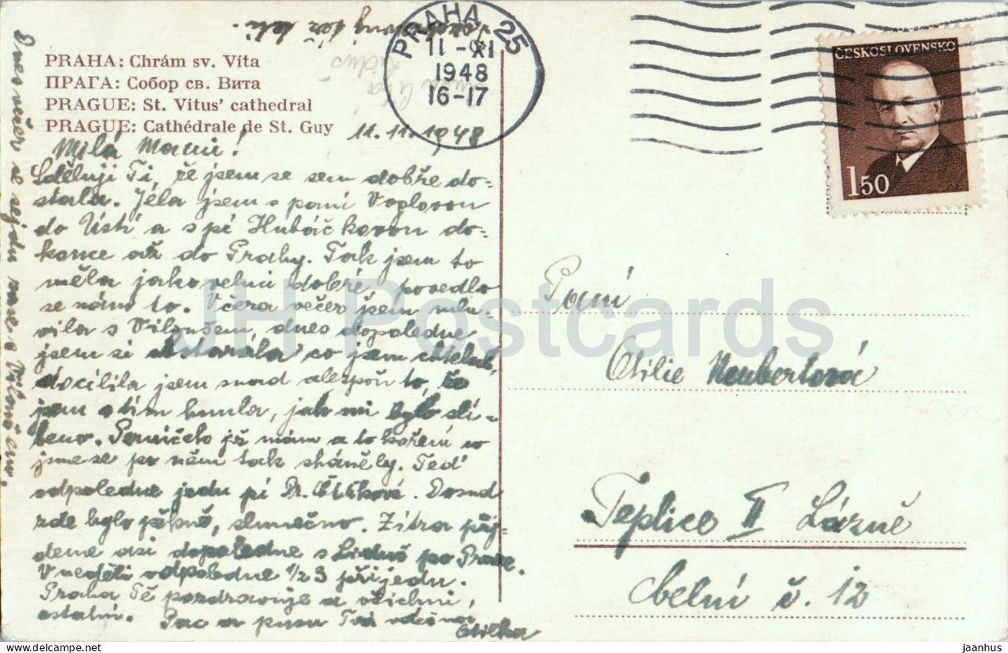 Prague - Prague - Chram sv. Vita - Cathédrale Saint-Guy - 1948 - République Tchèque - Tchécoslovaquie - usagé