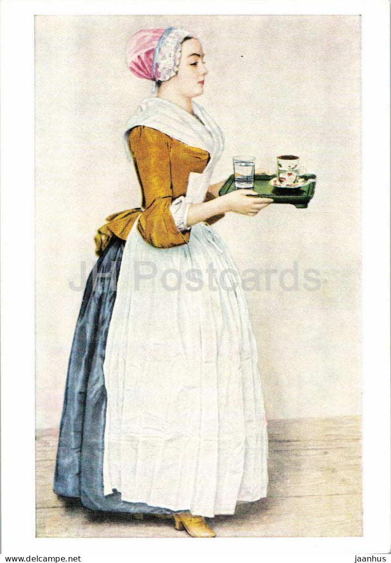 painting by Jean-Etienne Liotard - The Chocolate Girl - Das Schokoladenmadchen - French art 1971 - Germany DDR - unused - JH Postcards