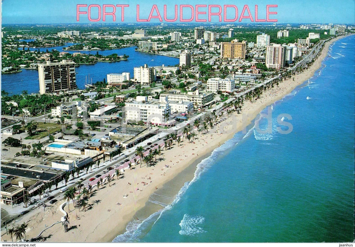 Fort Lauderdale - main hotels along A1A - Florida - aerial view - 1998 - USA - used - JH Postcards