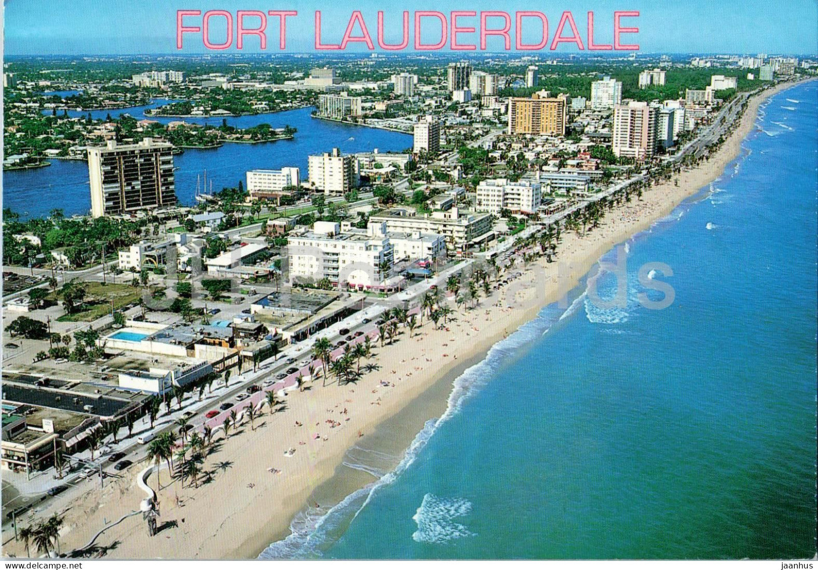 Fort Lauderdale - main hotels along A1A - Florida - aerial view - 1998 - USA - used - JH Postcards