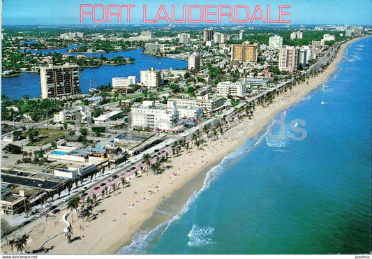 Fort Lauderdale - main hotels along A1A - Florida - aerial view - 1998 - USA - used - JH Postcards