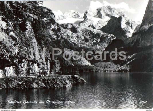 Vorderer Gosausee mit Dachstein 3004 m - mountain lake - Alps - 47847 - old postcard - Austria - unused - JH Postcards