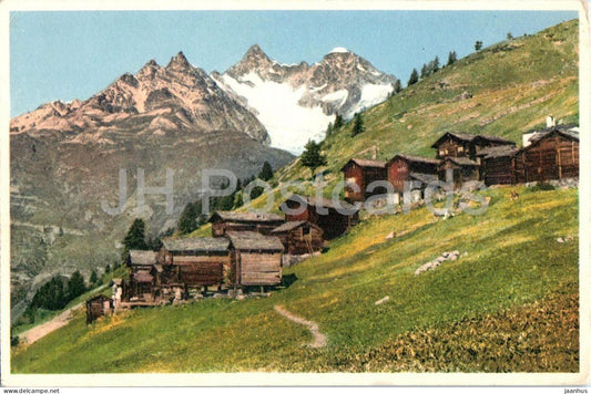 Bergdorf Findelen ob Zermatt - Gabelhorner Wellenkuppe - village - A 6713 - old postcard - Switzerland - unused - JH Postcards