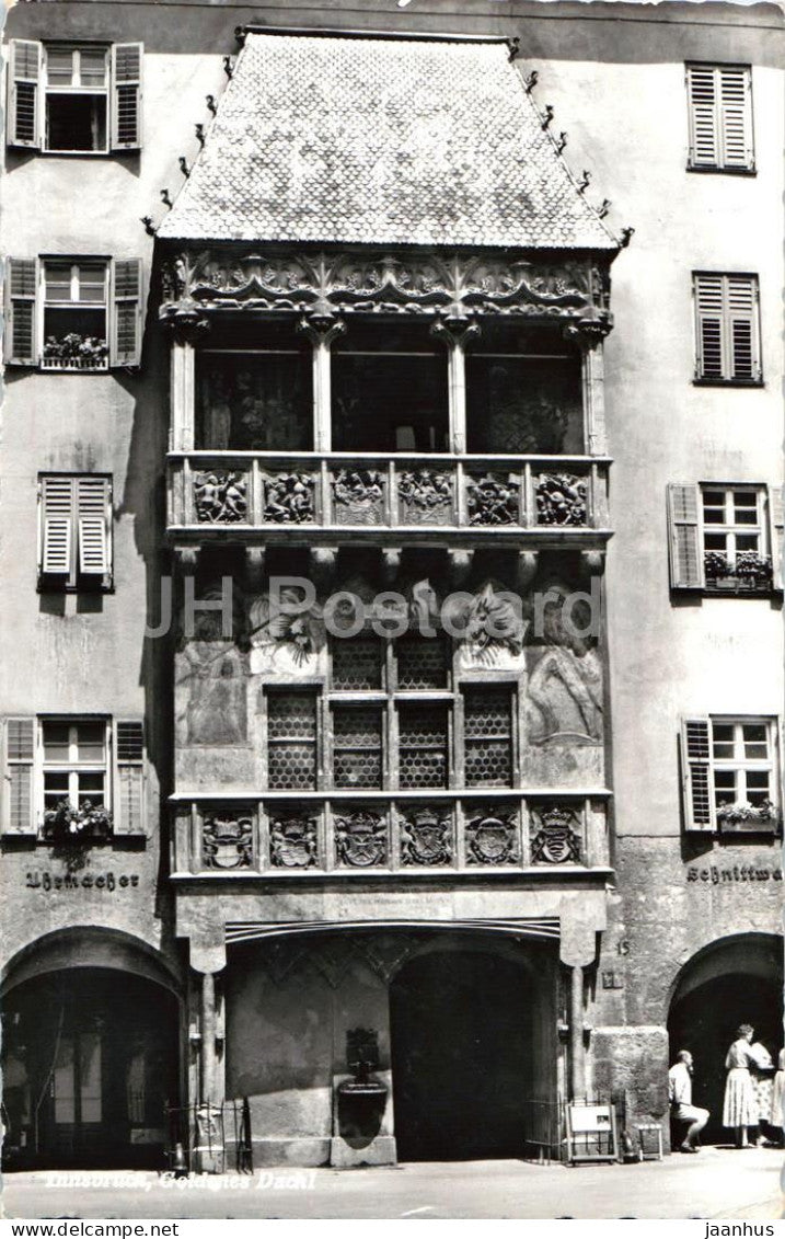 Innsbruck - Goldenes Dachl - historic building - landmark - old town architecture - old postcard - 1959 - Austria - used - JH Postcards