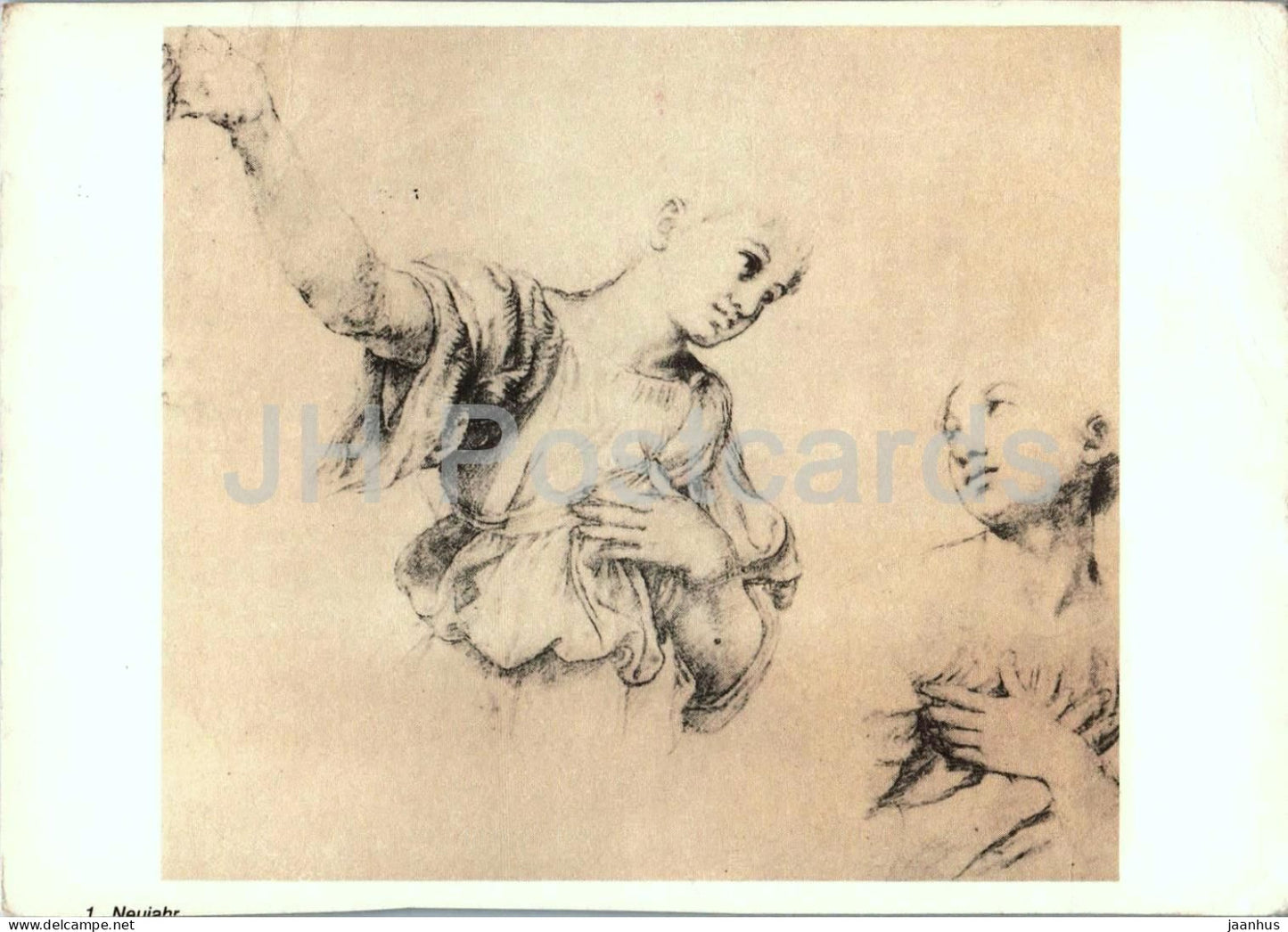 drawing by Raphael - Brustbildstudien - Studies of Busts - Italian art - 1983 - Germany DDR - used - JH Postcards