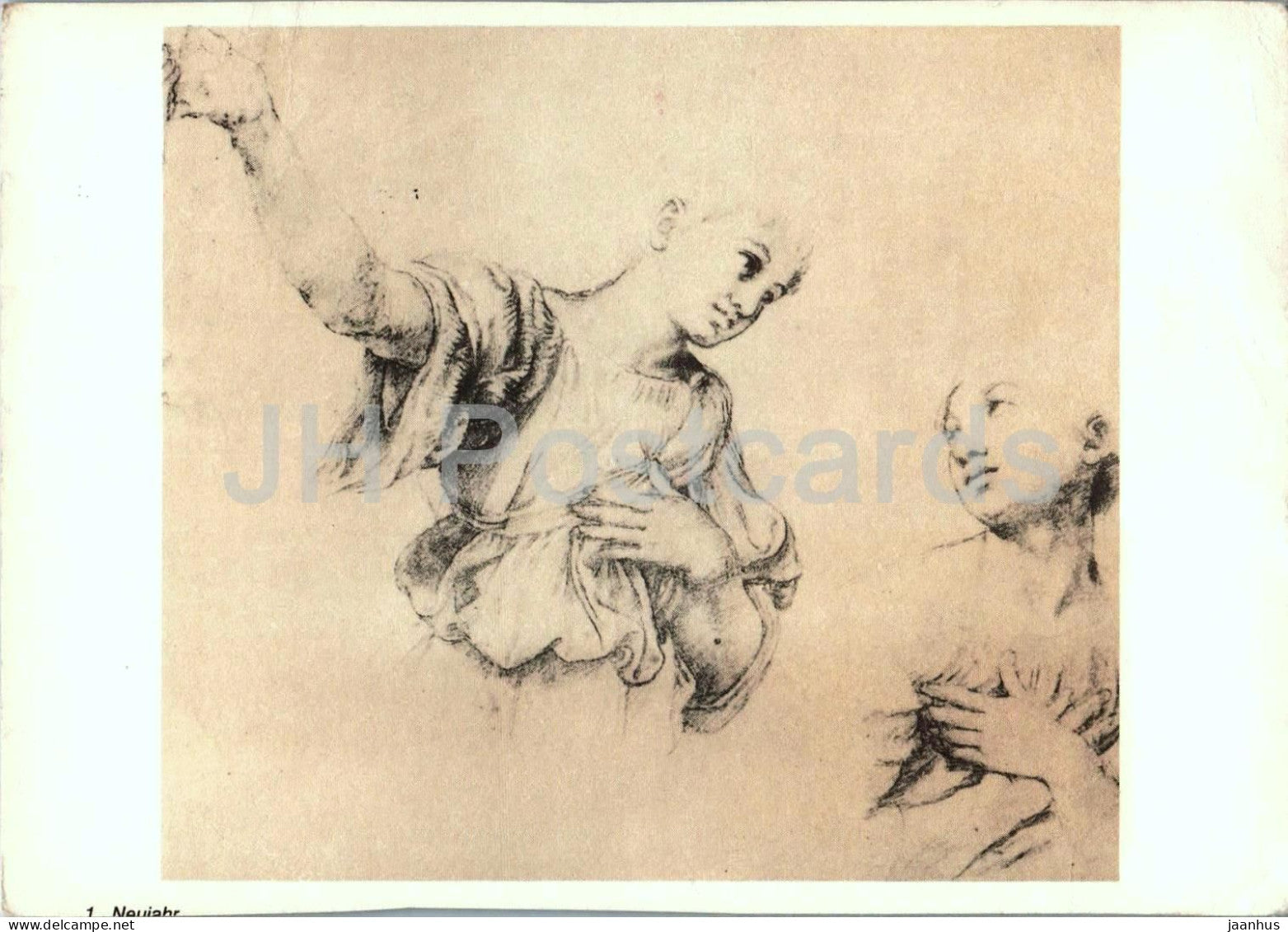 drawing by Raphael - Brustbildstudien - Studies of Busts - Italian art - 1983 - Germany DDR - used - JH Postcards
