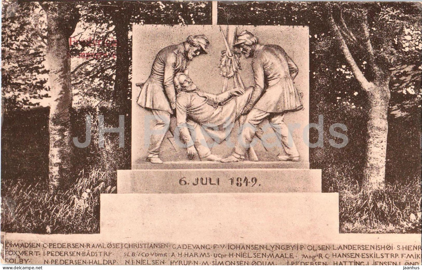 6. Juli 1849 - Slaget ved Fredericia -Battle of Fredericia Relief - war memorial - old postcard - 1922 - Denmark - used - JH Postcards