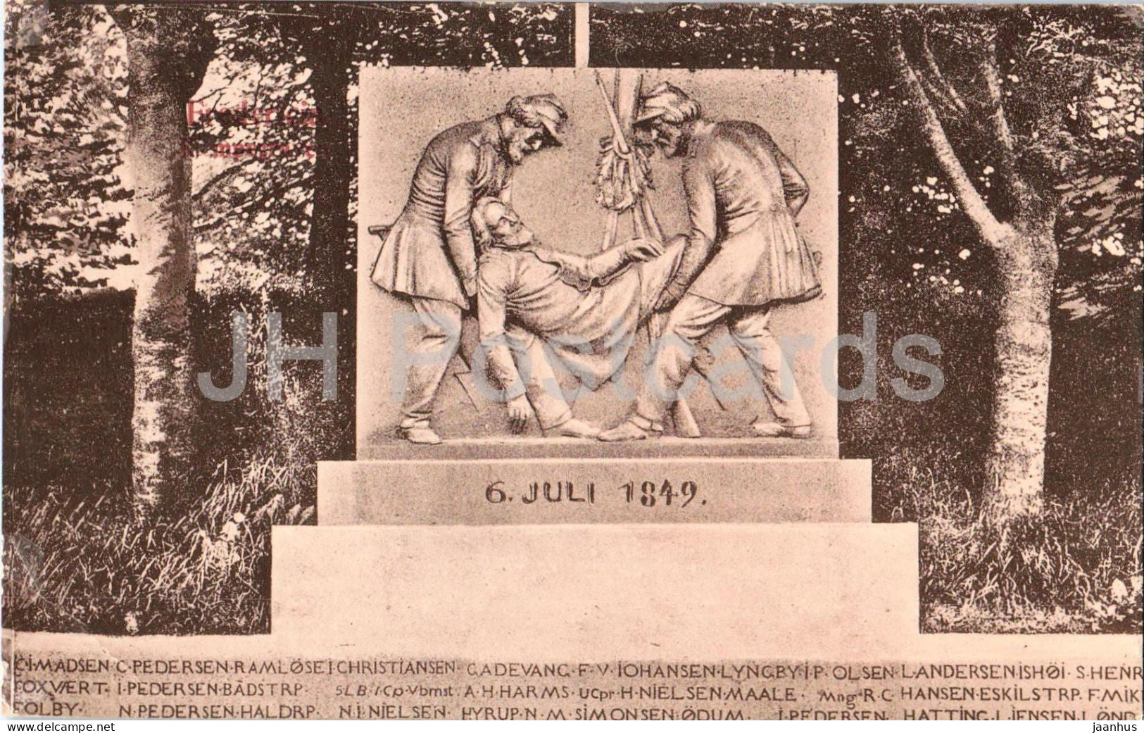 6. Juli 1849 - Slaget ved Fredericia -Battle of Fredericia Relief - war memorial - old postcard - 1922 - Denmark - used - JH Postcards
