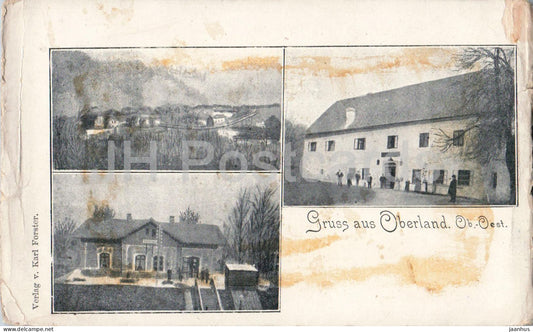 Gruss aus Oberland - Ob.-Oest. - village view - railway station - old postcard - 1912 - Austria - used - JH Postcards