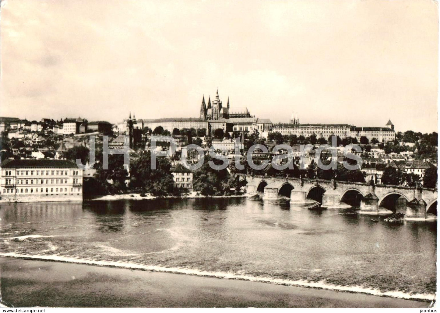 Praha - Prague - Hradcany panorama with Karluv most bridge old postcard - 1959 - Czech Republic - Czechoslovakia - used - JH Postcards
