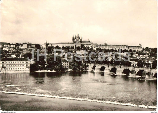 Praha - Prague - Hradcany panorama with Karluv most bridge old postcard - 1959 - Czech Republic - Czechoslovakia - used - JH Postcards
