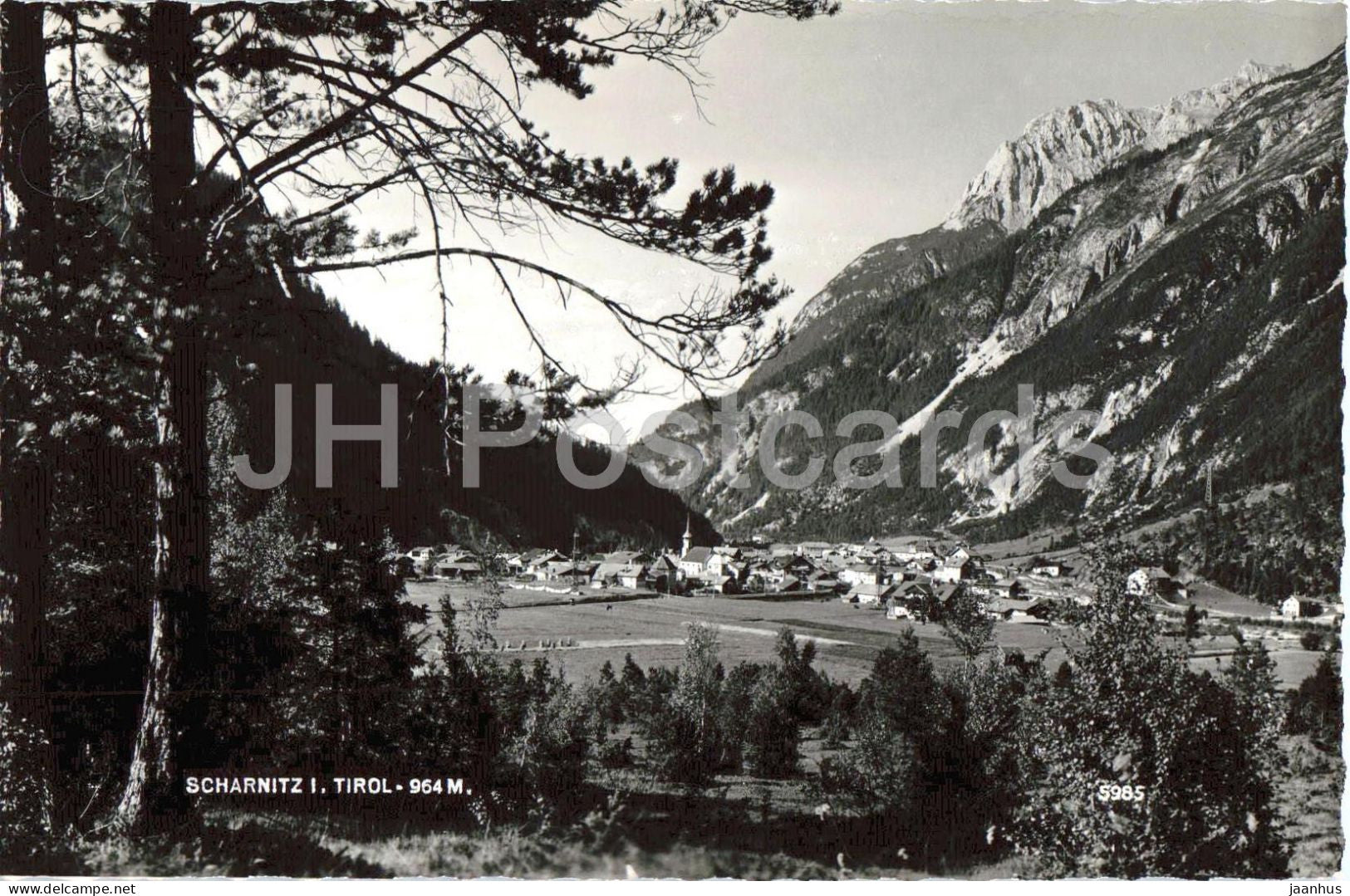 Scharnitz i. Tirol 964 m - village panorama - alpine valley - mountains - 5985 - old postcard - Austria - unused - JH Postcards