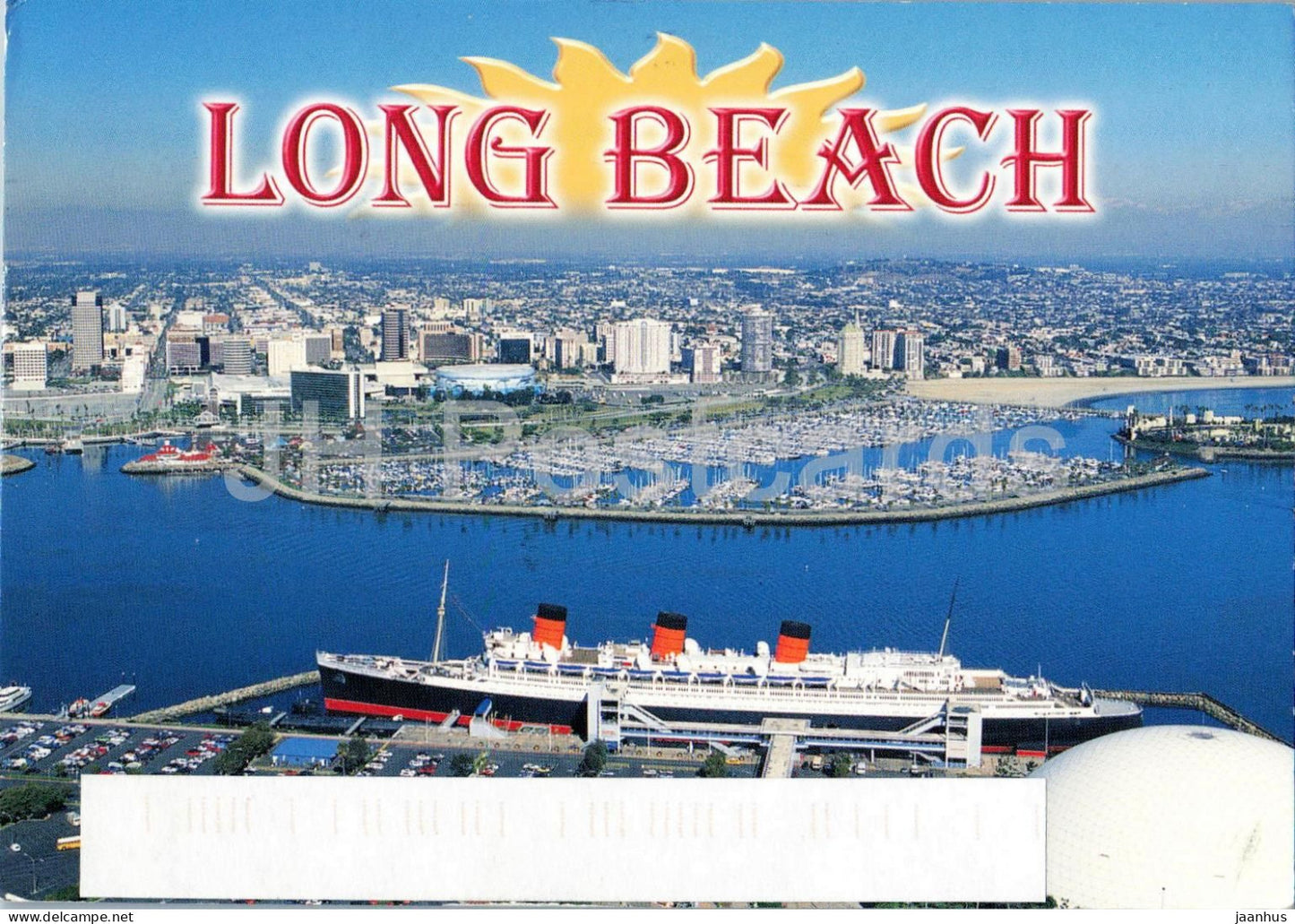 Long Beach California - Queen Mary - ship - aerial view - 2001 - USA - used - JH Postcards