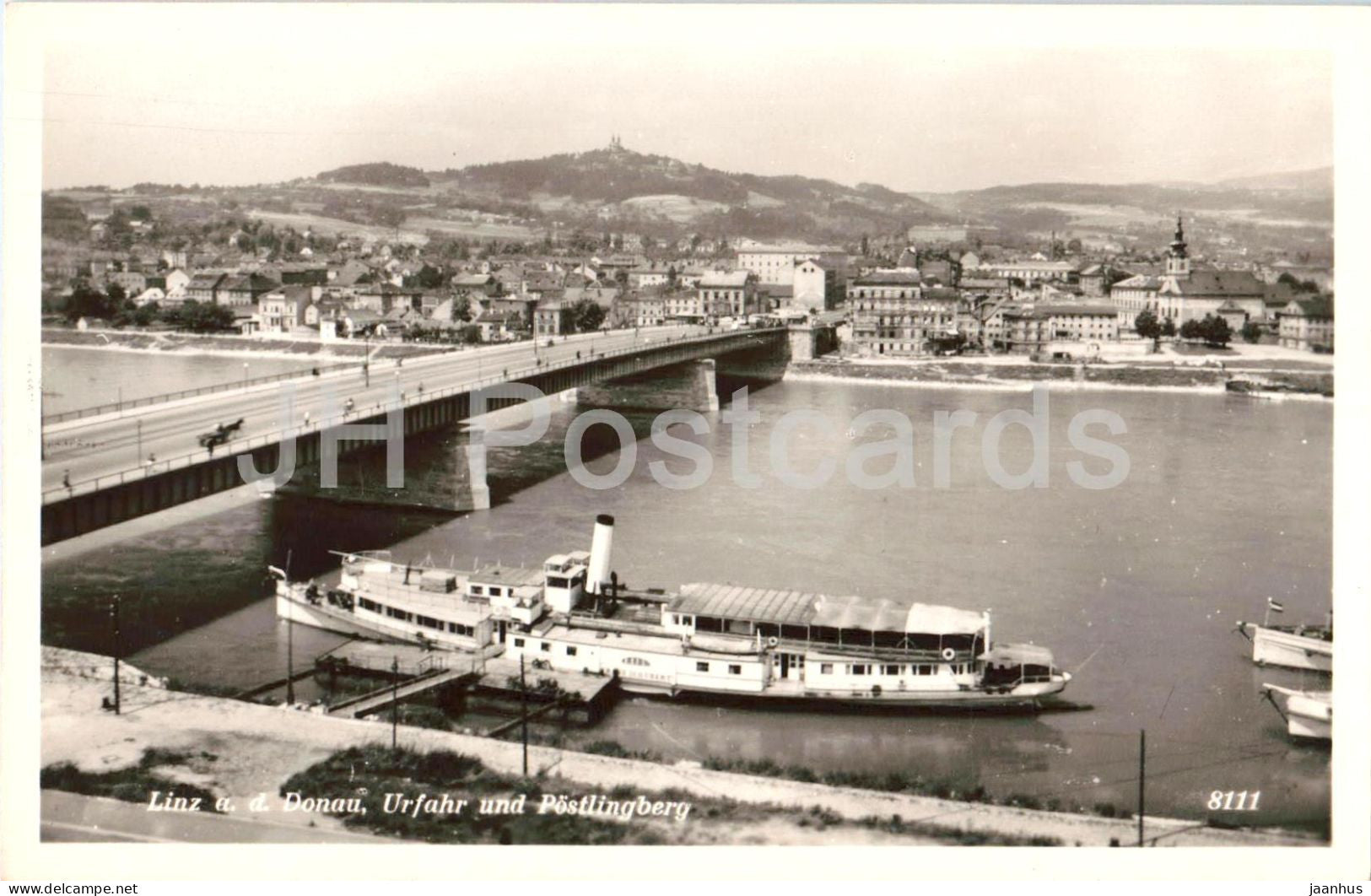 Linz a. d. Donau - Urfahr und Postlingberg - Danube - bridge - ship - 8111 - old postcard - 1930s - Austria - unused - JH Postcards