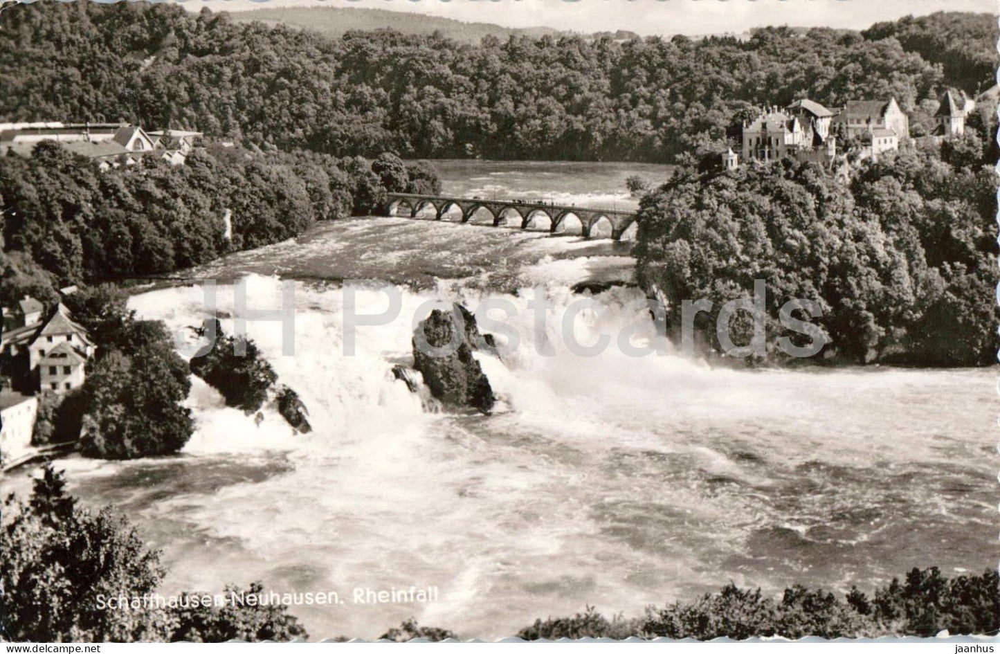 Schaffhausen Neuhausen - Rheinfall - aerial view of waterfall - 106 - old postcard - 1953 - Switzerland - used - JH Postcards