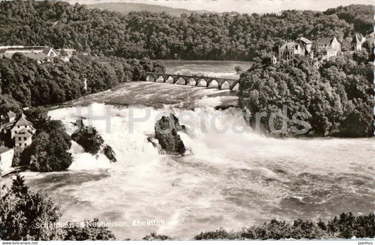 Schaffhausen Neuhausen - Rheinfall - aerial view of waterfall - 106 - old postcard - 1953 - Switzerland - used - JH Postcards