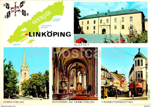 Linkoping - Slottet - Domkyrkan - Interior av Domkyrkan - Tanneforsgatan - church - multiview - 518 - Sweden - unused - JH Postcards