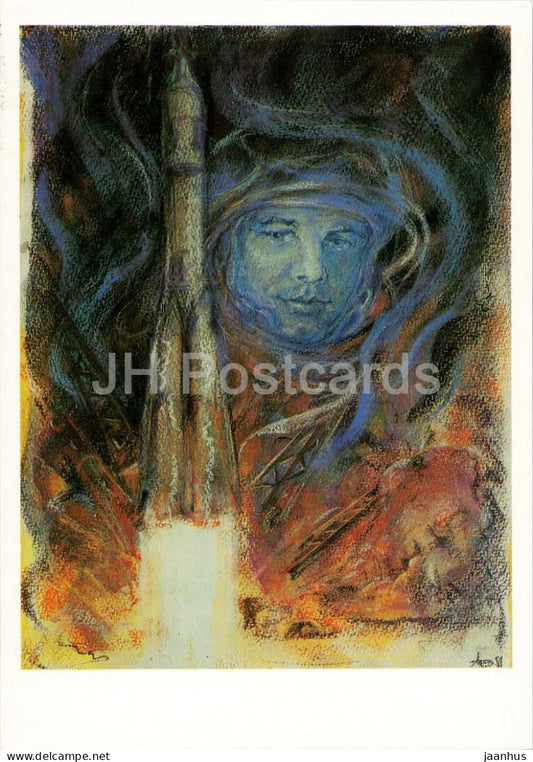 V. Janibekov - Tribute to Yuri Gagarin - space - rocket - Star Way of Humanity - 1989 - Russia USSR - unused - JH Postcards