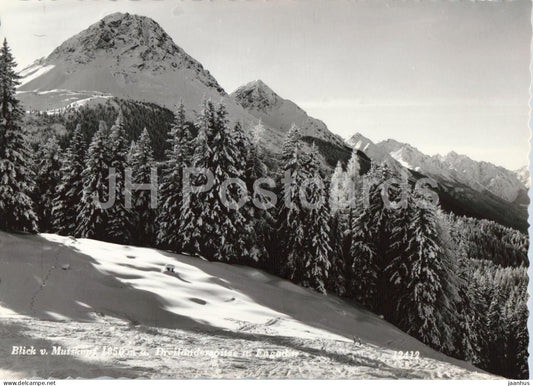 Blick vom Mutskopf Dreilanderspitze Engadin - 12412 - alpine panorama - mountains - old postcard - Austria - unused - JH Postcards
