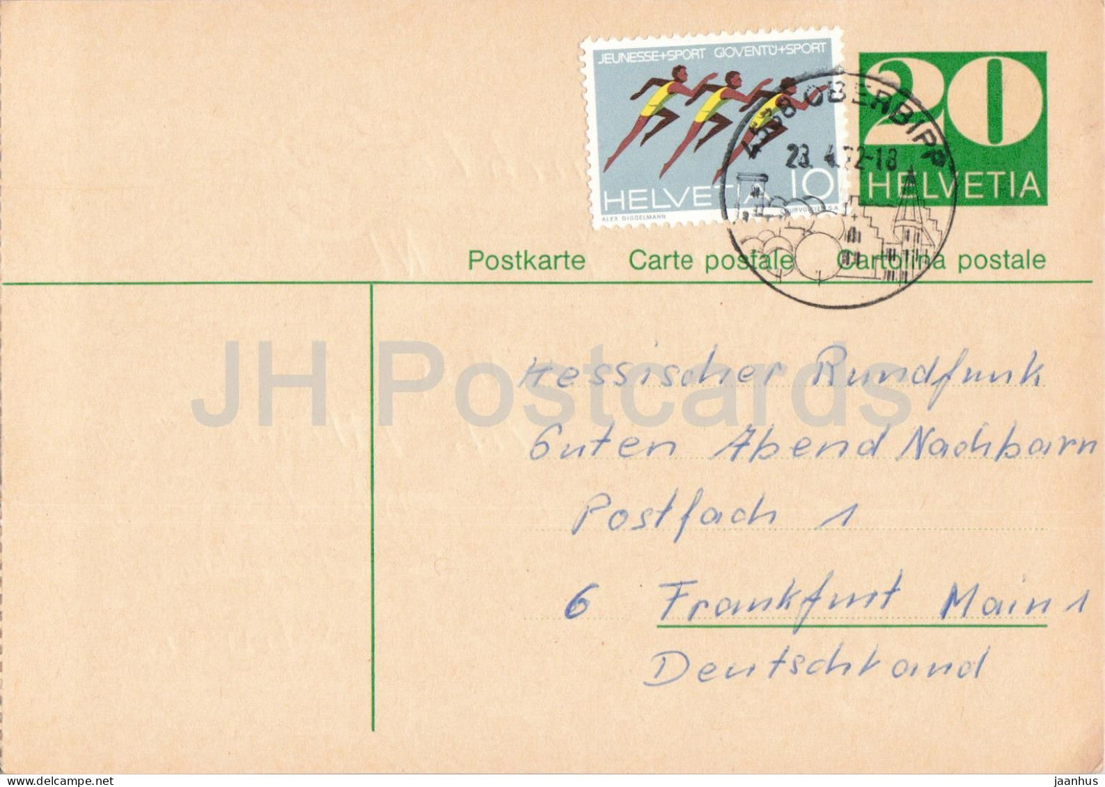 Guten Abend Nachbarn - Hessischer Rundfunk - postal stationery - 153 - 1972 - Switzerland - used - JH Postcards