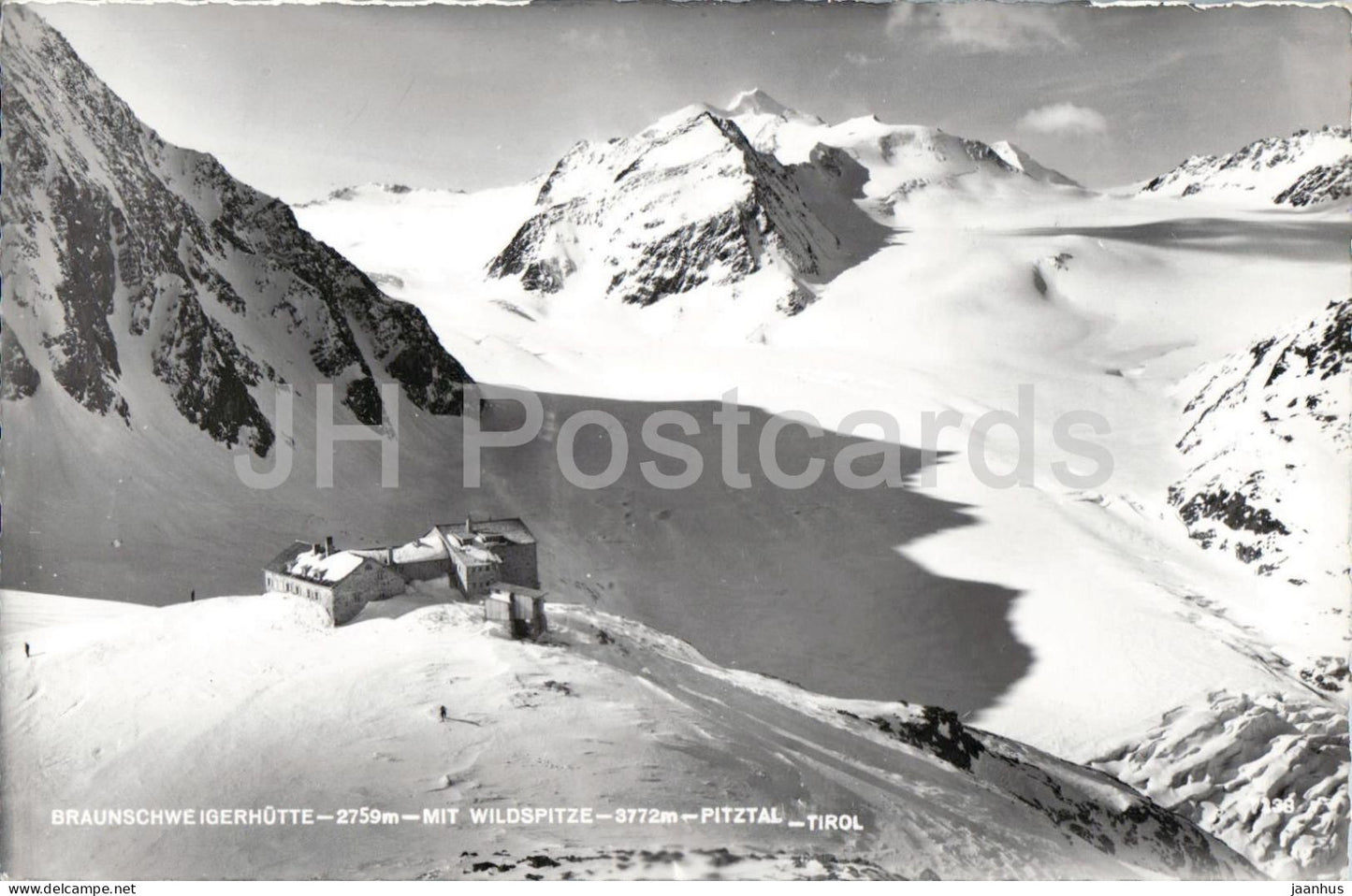 Braunschweigerhutte - 2759 m - mit Wildspitze 3772 m - Pitztal - Tirol - old postcard - Austria - unused - JH Postcards