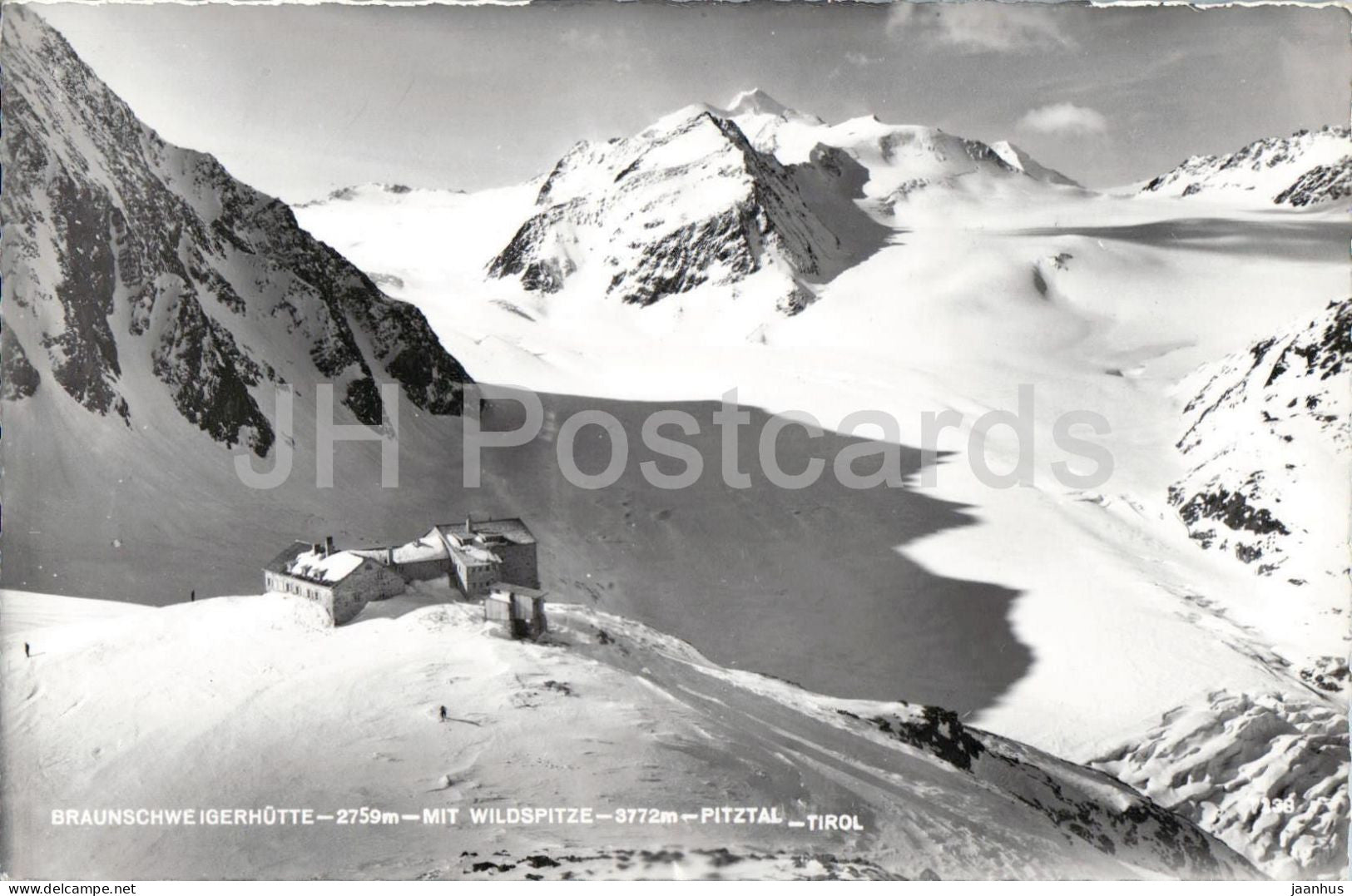 Braunschweigerhutte - 2759 m - mit Wildspitze 3772 m - Pitztal - Tirol - old postcard - Austria - unused - JH Postcards