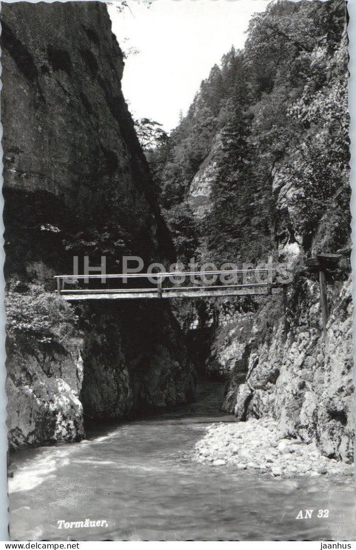 Tormauer - canyon - rock formations - river - Jausenstation zum Otscherhias - AN 32 - old postcard - Austria - unused - JH Postcards