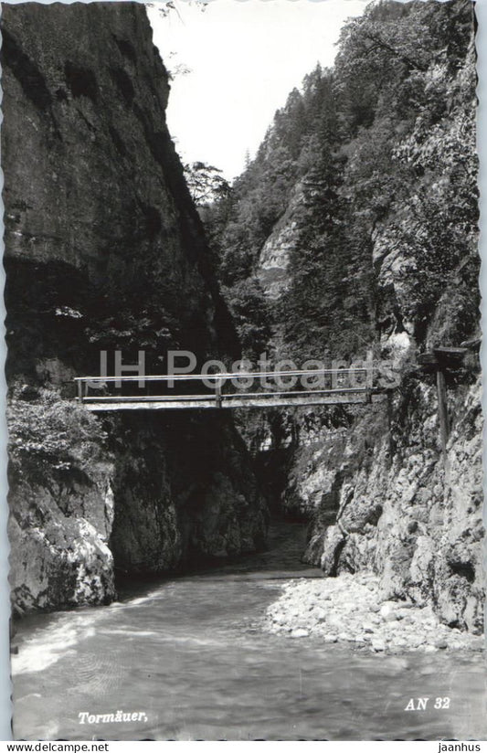Tormauer - canyon - rock formations - river - Jausenstation zum Otscherhias - AN 32 - old postcard - Austria - unused - JH Postcards