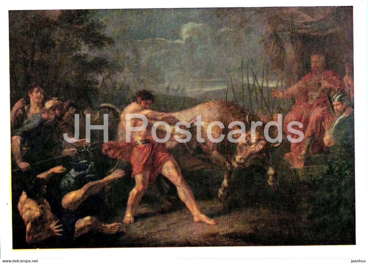 painting by Grigoriy Ugryumov - Prince Vladimir Tries the Strength of Yan Usmar Russian art 1961 - Russia USSR - unused - JH Postcards