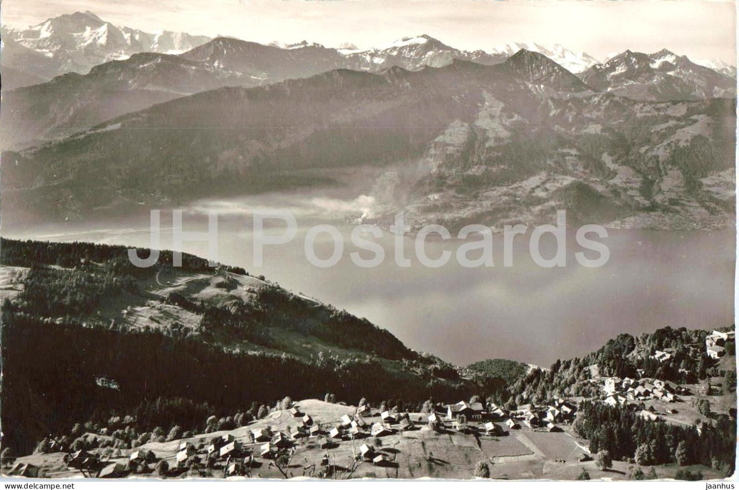 Beatenberg - Jungfrau Bluemlisalp - lake Thun - Alps - mountains - 5511 - old postcard - 1940 - Switzerland - used - JH Postcards