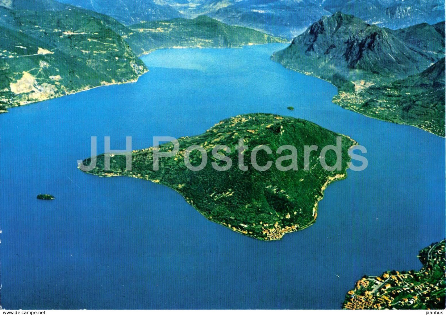 Lago d’Iseo - Le tre isole S. Paolo Montisola Loreto - veduta aerea - aerial view - island - 216 - 1990 - Italy - used - JH Postcards
