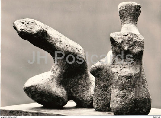 sculpture by Henry Moore - Two Piece Reclining Figure - Liegende - zweiteilig - British art - Germany - unused - JH Postcards