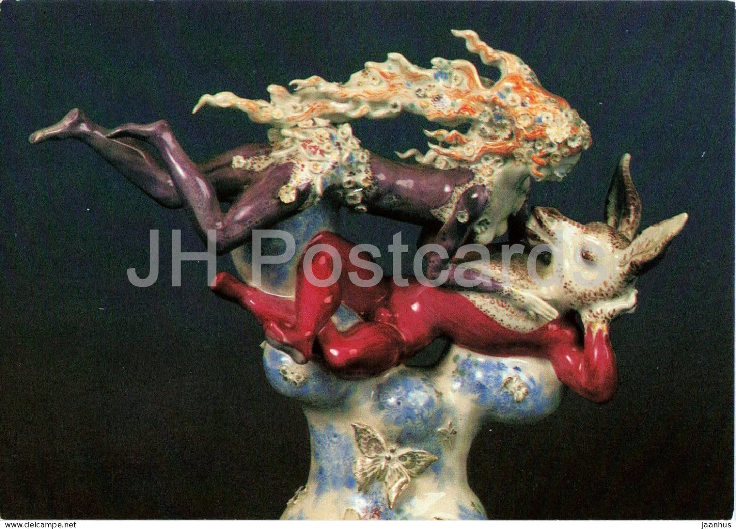 Meissen porcelain - Zettl - Titania and Bottom figurine by Peter Strang - donkey - animals - 1985 - Germany DDR - unused - JH Postcards