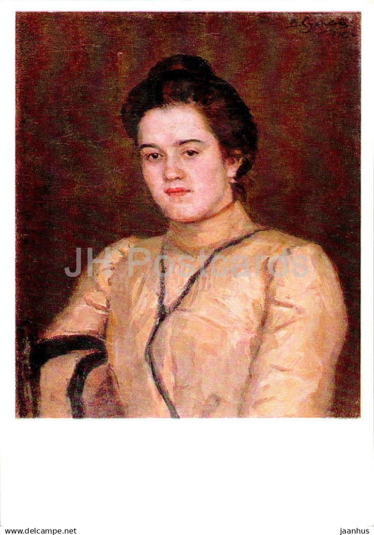 painting by V. Surikov - Portrait of Yemelyanova - woman - Russian art - 1972 - Russia USSR - unused - JH Postcards